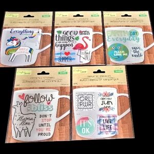 5 Pk Ceramic Sticker Mug Decals - Assorted Positive Designs